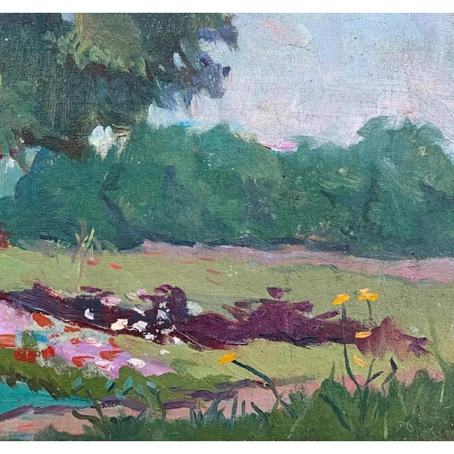 Original Summer Landscape Oil Painting, Ukrainian Impressionism, 1970s 36-38 For Sale - Image 6 of 6
