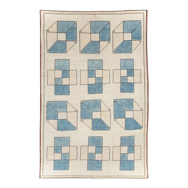 Galerie Shabab Collection Mid-20th Century Turkish Art Deco Style Accent Rug For Sale