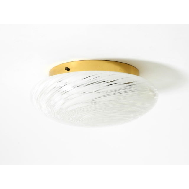 Postmodern Swirl Flush Mount in Glass and Brass Base, 1980s For Sale - Image 3 of 18