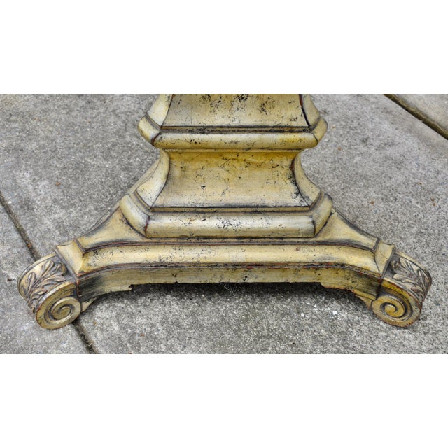 Vtg. Pair Italian Regency Style Carved Wood Pedestal End Tables W/Mirrored Tops For Sale - Image 10 of 15
