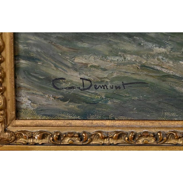 Demont, Painting Entrance to the Port by Rough Seas, 1890s, Oil on Canvas For Sale - Image 14 of 17