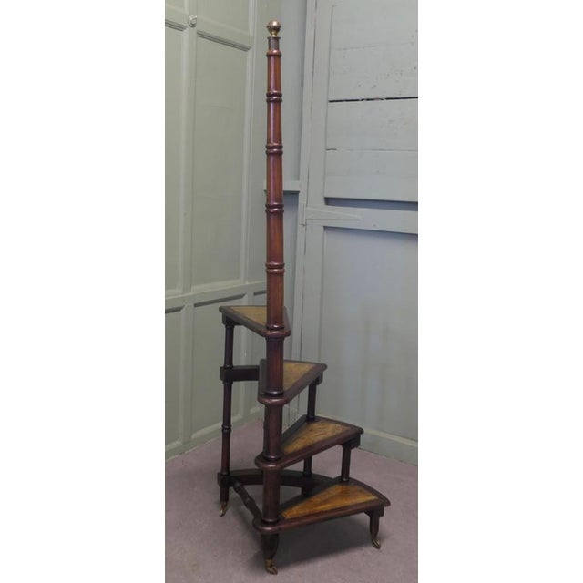 Spiral Library Steps with Tall Turned Support, 1960 For Sale - Image 4 of 7