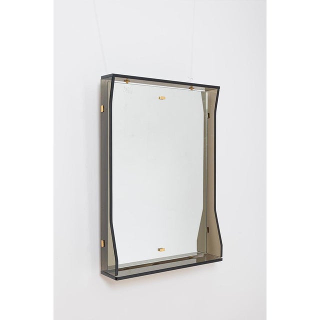 1960s Mirror with Grey-Green Glass Frame in the style of Fontana Arte, 1960s For Sale - Image 5 of 10
