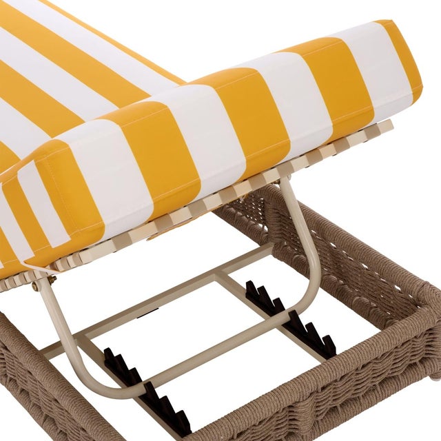 Metal Callan Chaise Lounge, Heather Tan/Yellow Stripe For Sale - Image 7 of 12