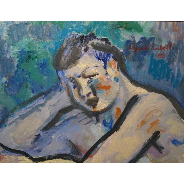 Modern Edgardo Corbelli, Blue Nude, 1953, Oil For Sale - Image 3 of 9