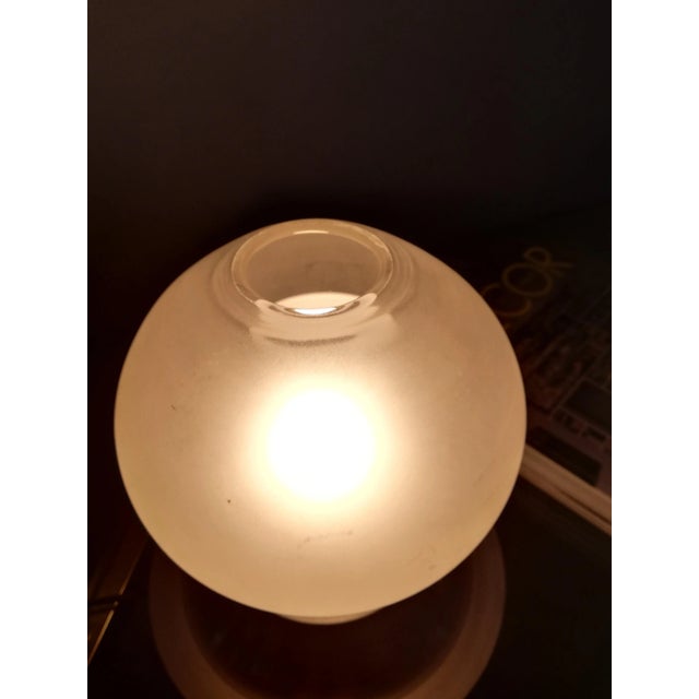 Space Age Metal & Etched Glass Table Lamp, 1970 For Sale - Image 6 of 9