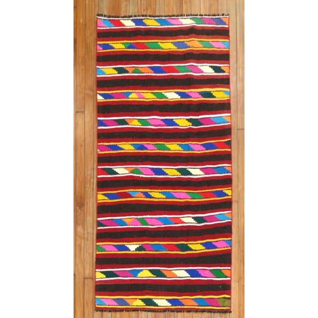 Hot Pink Vintage Bright Hand-Knotted Kilim - 2'10" x 5'10" For Sale - Image 8 of 8