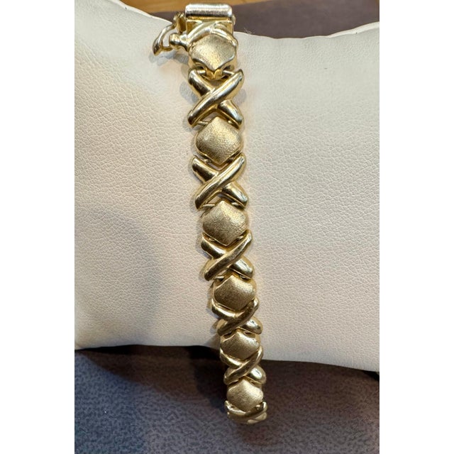 Vintage 14 Karat Yellow Gold 12 Gm X link Bracelet Unisex, 8 Inch Long For Sale - Image 12 of 18