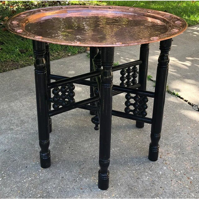 Arts & Crafts Antique Copper Top Folding End Table For Sale - Image 3 of 13