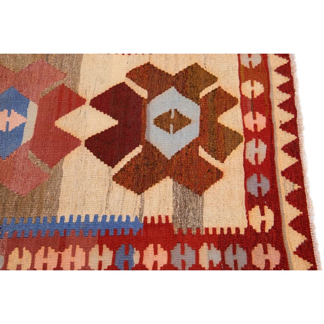 Mid-20th Century Turkish Kilim Multicolor Handmade Tribal Wool Rug For Sale In New York - Image 6 of 8