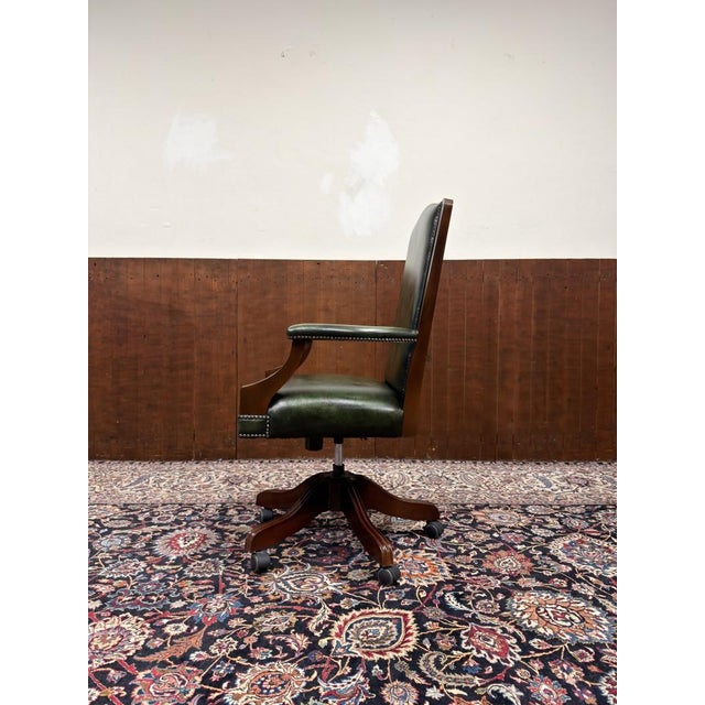 English Green Chesterfield Desk Chair For Sale - Image 3 of 8