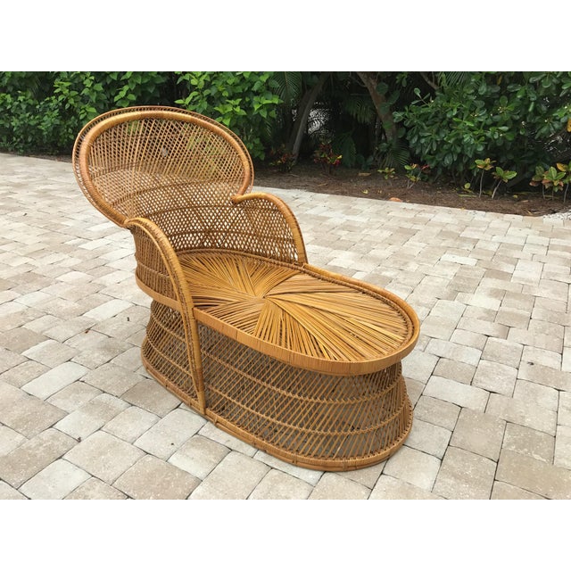 Vintage Bohemian Wicker Rattan Peacock Chaise Lounge Chairish