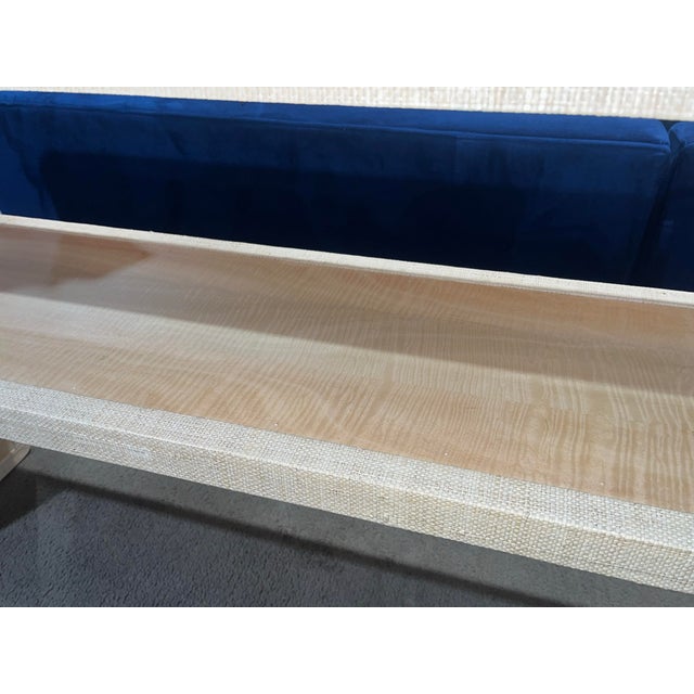 Wood Crate and Barrel Grasscloth “Meadow” Console Table For Sale - Image 7 of 12