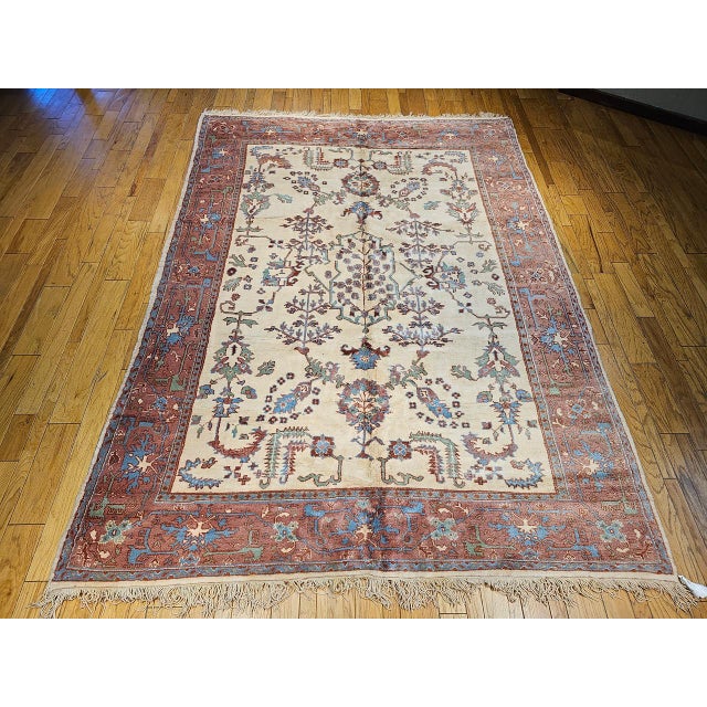 Mid 20th Century Vintage Turkish Oushak Rug, Handwoven Wool, Allover Geometric Design, 10' x 14' For Sale - Image 5 of 13