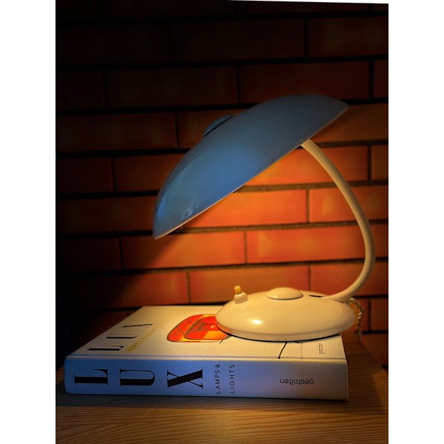 Metal Bauhaus German White Painted Brass Desk Lamp from Helo Leuchten, 1950s For Sale - Image 7 of 17