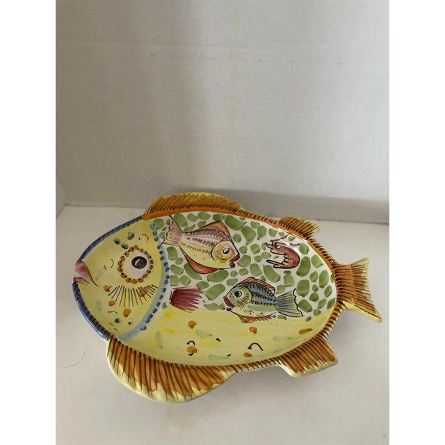 Italian Vintage "Solimene Vietri" Ceramic Fish Serving Platter Marked For Sale - Image 3 of 7