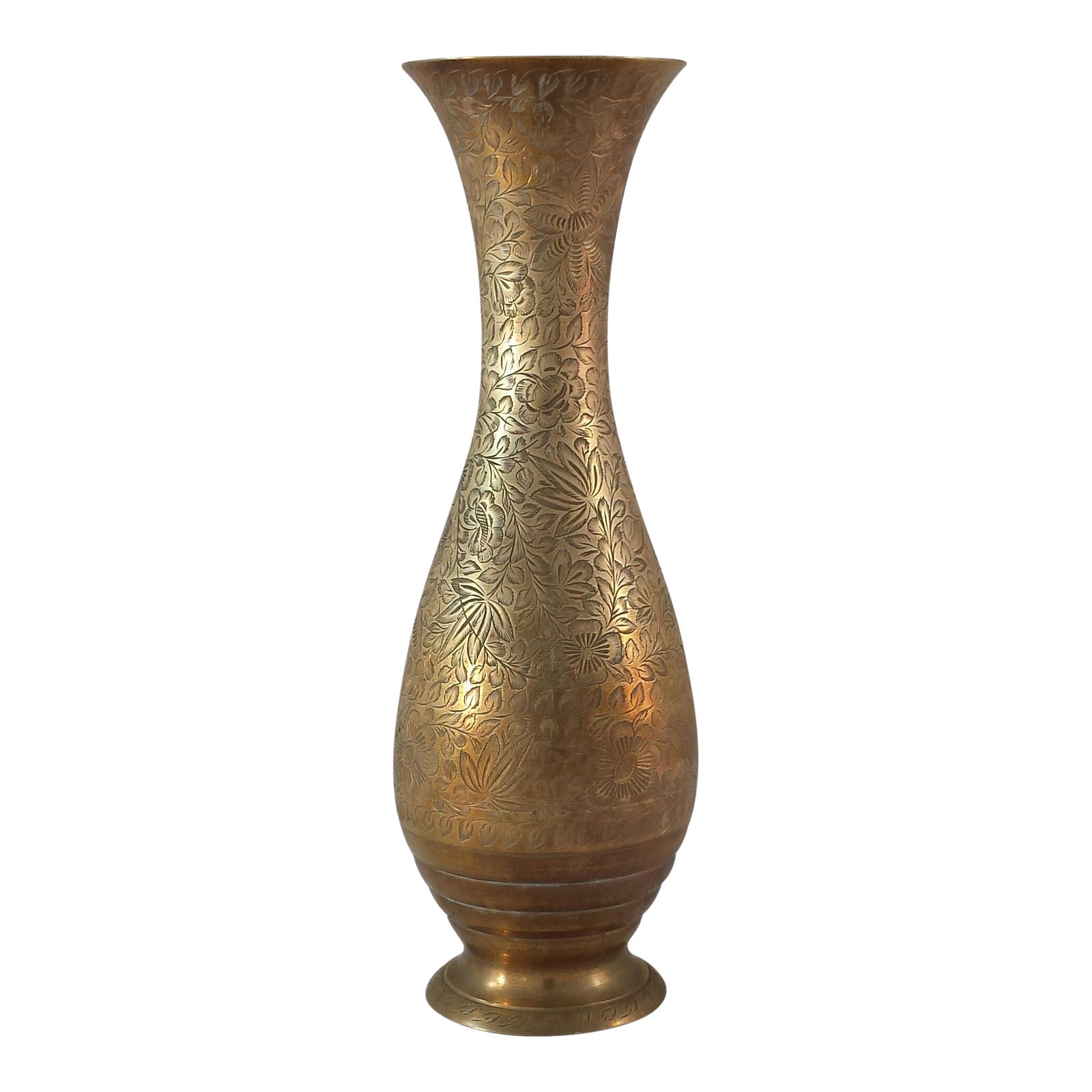 Etched Solid Brass Vase Chairish