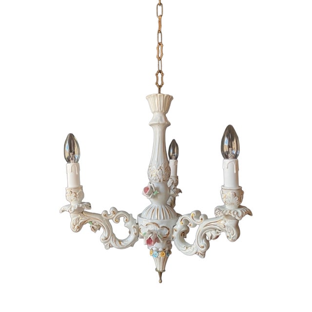 Mid-Century Porcelain Chandelier, 1960s For Sale