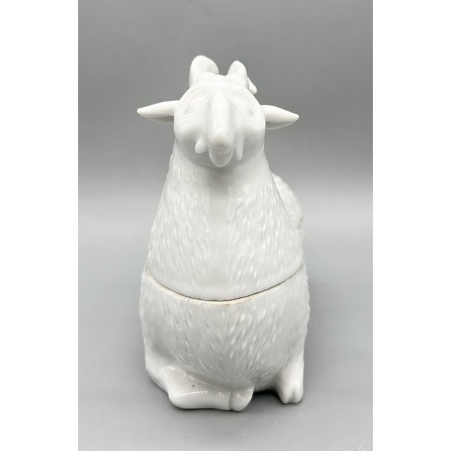 Vintage Mottahedeh White Ram Butter Dish/ Trinket Dish For Sale - Image 10 of 12