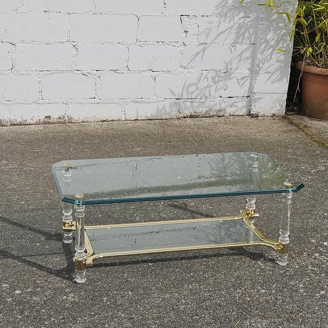 Italian Two-Tier Coffee Table in Glass, 1980s For Sale - Image 4 of 16