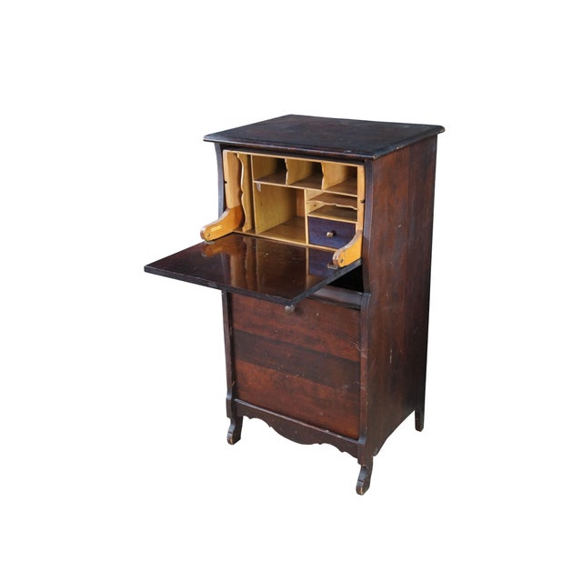 Rare Antique Edwardian filing cabinet secretary desk / console / music stand. Made of mahogany featuring a unique stacked...