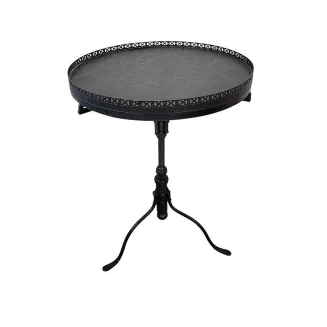 English Embossed Medallion Metal Side Table For Sale - Image 3 of 13