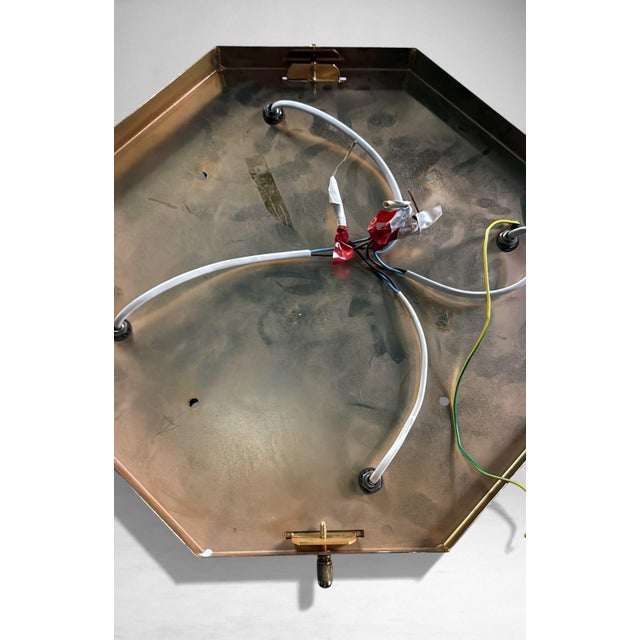 Mid 20th Century Italian Mid-Century Modern Brass and Satin Glass Ceiling Lights - a Pair For Sale - Image 14 of 16