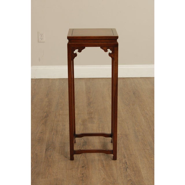 Baker Asian Inspired Pair of Mahogany Pedestal Plant Stands For Sale - Image 9 of 12