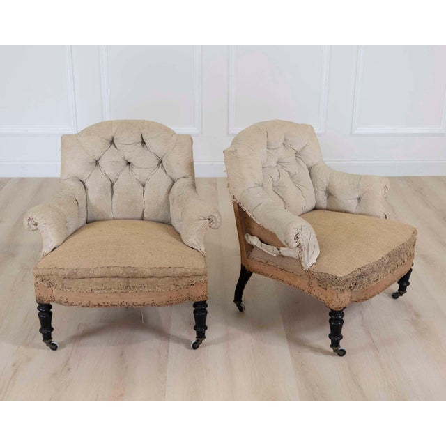 Small Pair of 19th Century Napoleon III Chairs, Ready to Upholster For Sale - Image 4 of 8