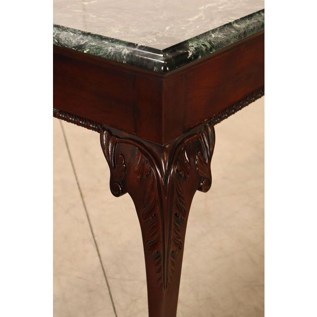 Stickley Chippendale Style Marble Top Mahogany Sofa Table Console For Sale - Image 10 of 18