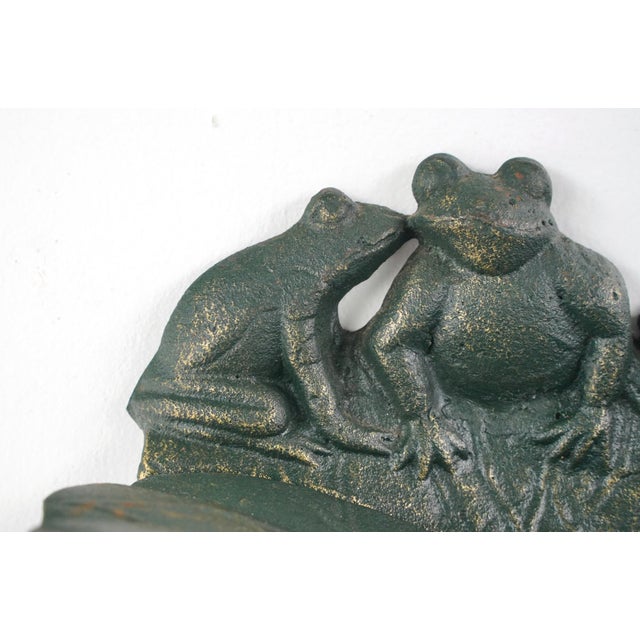 Vintage Green Cast Iron Frog Bird Feeder or Bath For Sale - Image 4 of 10