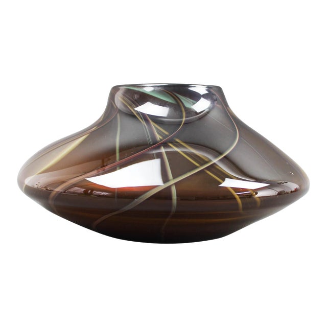 Stephen Jon Clements 1983 Signed Hand Blown Art Glass Vase Vessel For Sale