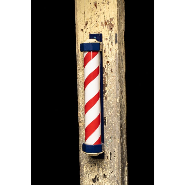American Antique Porcelain and Milk Glass Barber Pole For Sale - Image 3 of 6