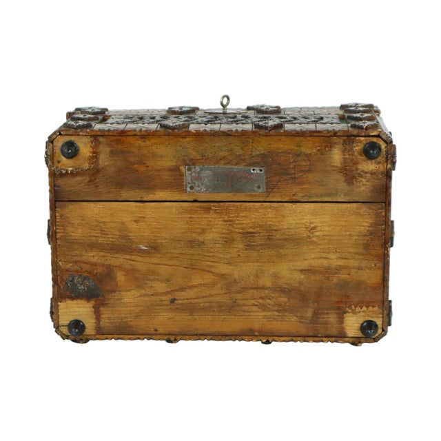 Vintage Wooden Sewing Box, 1928 For Sale - Image 5 of 12