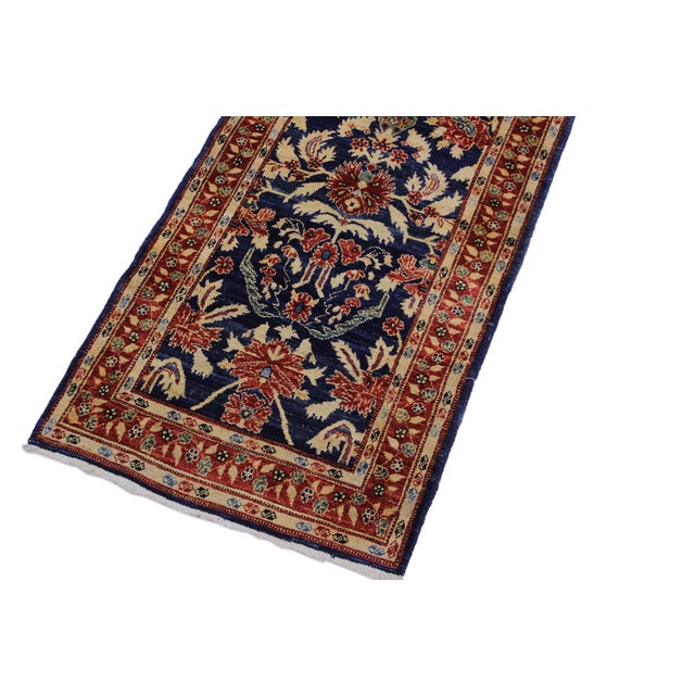 Shabby Chic 1990's Ziegler Blue/Rust Wool Runner Rug- 2'9'' X 12'8'' For Sale - Image 4 of 10