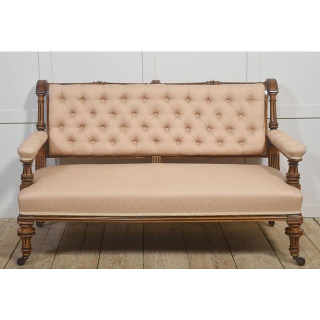 19th Century Walnut and Fabric Settee For Sale - Image 14 of 14