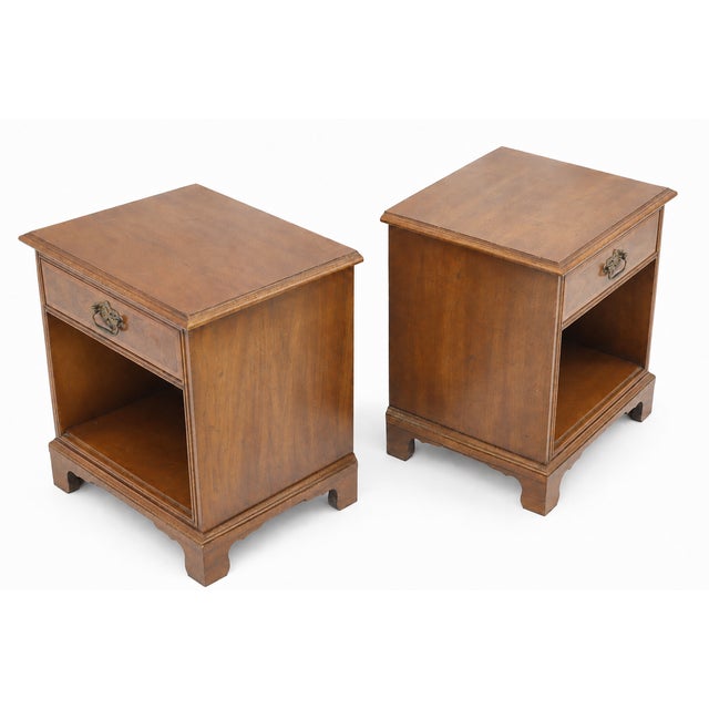 1980s Pair of Henredon Wood Nightstands With Open Shelves For Sale In Tampa - Image 6 of 12