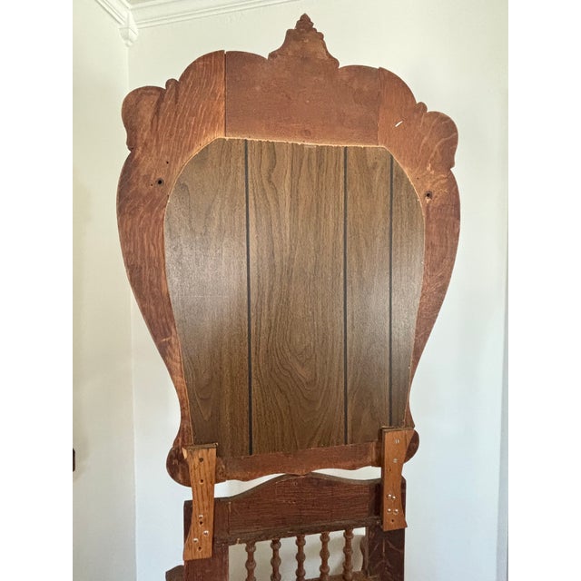 Antique American Carved Quarter-Sawn Oak Hall Tree Seat Stand With Mirror For Sale - Image 13 of 15