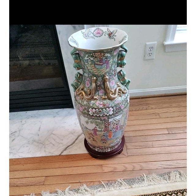 Antique Pair Qianlong Period Gold Gilt Chinese Enameled Hand Painted Signed Vases Beautiful landscape Hand painted Panels...