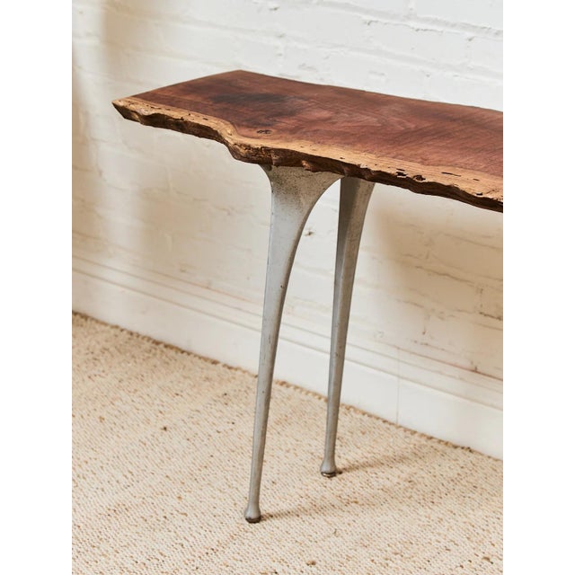 French Vintage Live Edge Modernist Entry Table For Sale In Los Angeles - Image 6 of 12