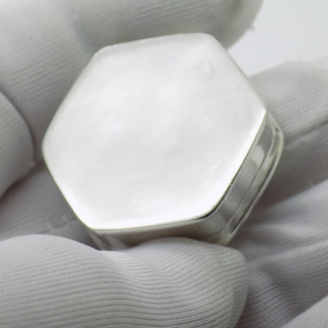 Vintage Italian Handmade Genuine Sterling Silver Engraved Hexagon Pill Snuff Trinket Box For Sale - Image 9 of 13