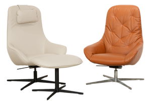 MEG Leather Chairs with Ottoman from Rolf Benz, Set of 3