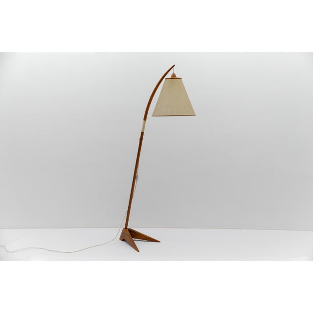 1950s Mid-Century Modern Scandinavian Wooden Arc Floor Lamp, 1950s For Sale - Image 5 of 18