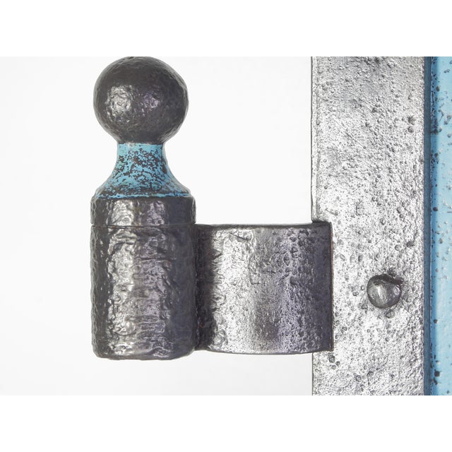 Antique Oversized Blue Iron Double Doors, 1880s For Sale - Image 13 of 18