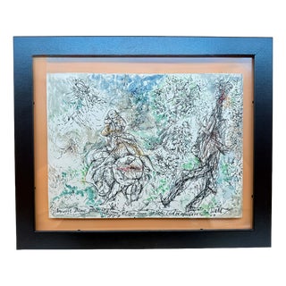 Wolfgang Felber, Figurative Drawing, 1977, Ink and Watercolour, Framed For Sale