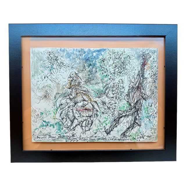 Wolfgang Felber, Figurative Drawing, 1977, Ink and Watercolour, Framed For Sale