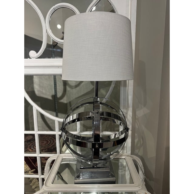 Art Deco 1990s Chrome Sphere Table Lamps - a Pair For Sale - Image 3 of 4
