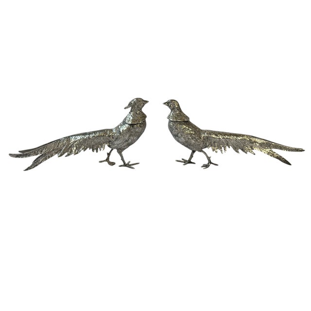 20th Century Italian Silver Plate Game Bird Figurals - A Pair For Sale - Image 9 of 13