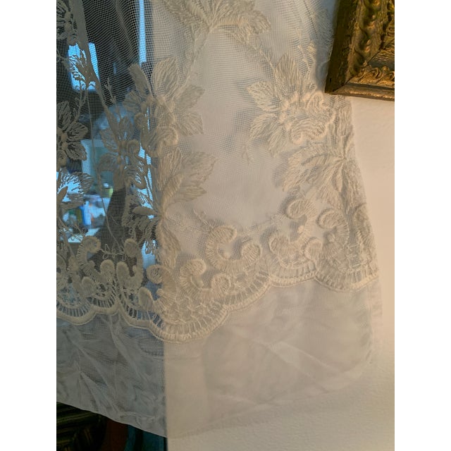 Vintage Extra Wide Ivory Floral Lace Sheer Drapery Panel For Sale - Image 9 of 12