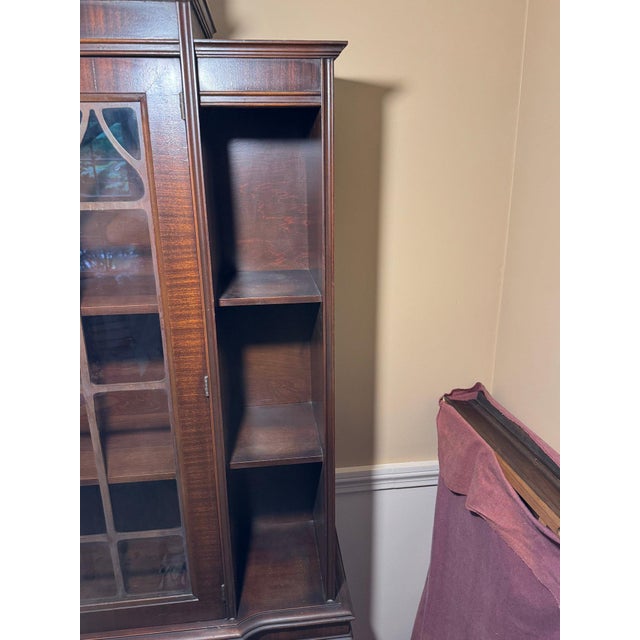 19th-Century Style Solid Wood Curio Cabinet — Tall Display Case With Glass Door & Shelving For Sale In Boston - Image 6 of 12